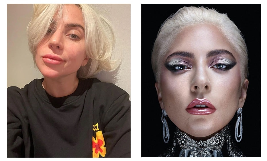Lady Gaga avec et sans maquillage